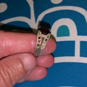 VTG created ruby sterling silver ring 6 marcasite